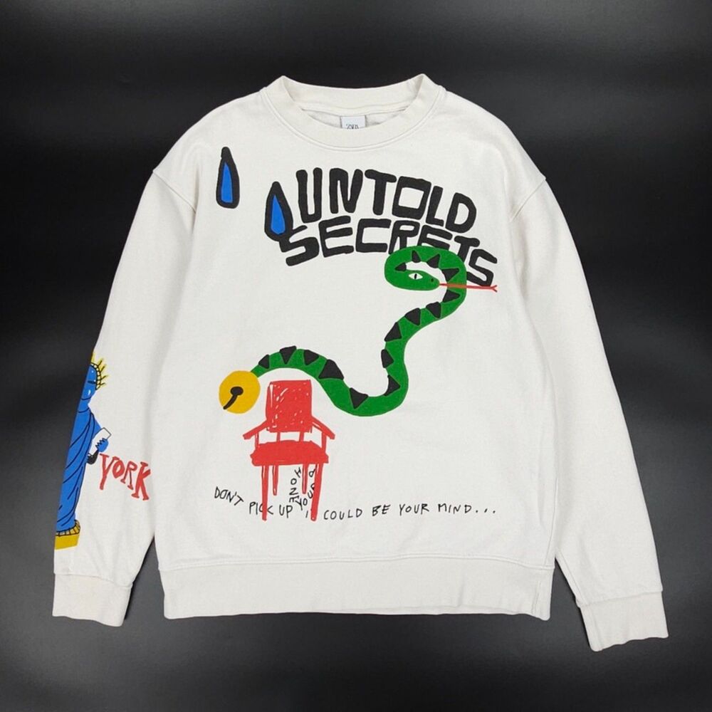 ZARA MAN Untold Secrets Sweatshirt Weird Grunge Streetwear 90s Y2k Maximalism